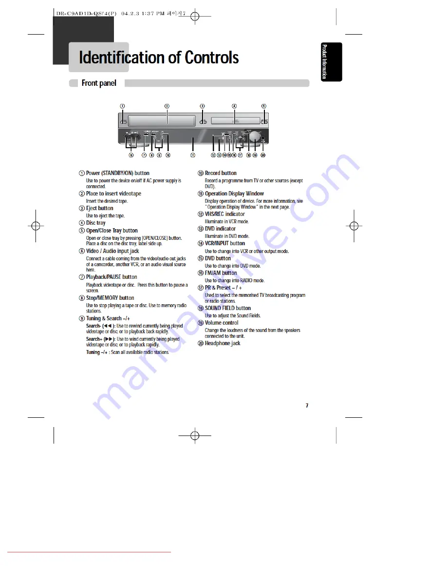 Daewoo DCR-7120D User Manual Download Page 9