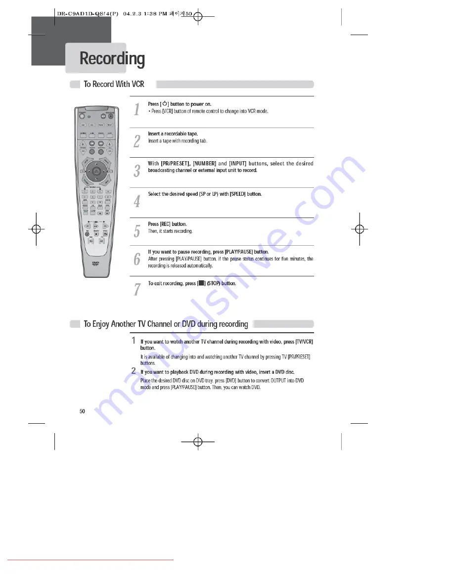 Daewoo DCR-7120D User Manual Download Page 52