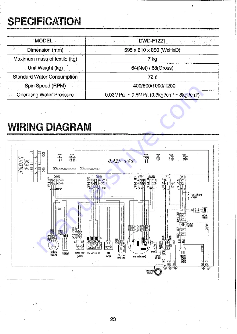 Daewoo DWD-F1221 Скачать руководство пользователя страница 23