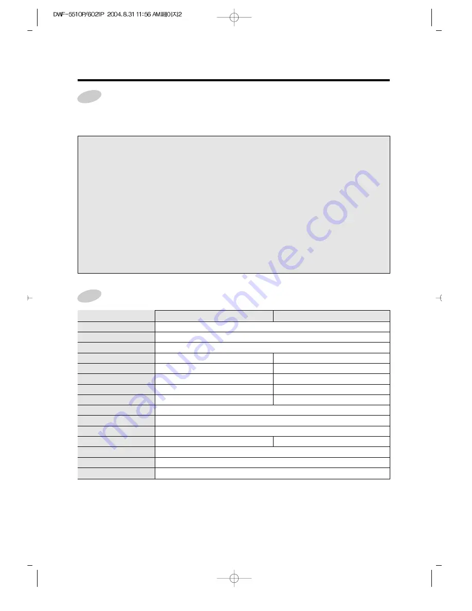 Daewoo DWF-5510P Instruction Manual Download Page 2