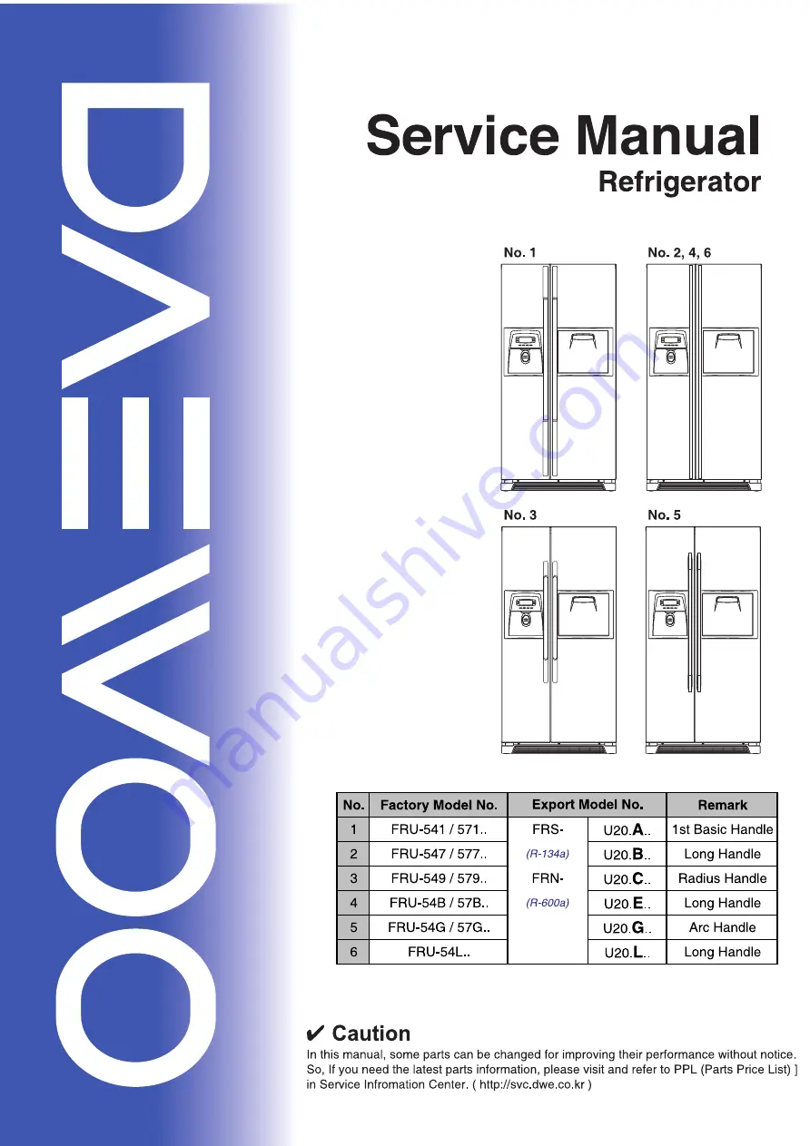 Daewoo FRU-541 Series Service Manual Download Page 1