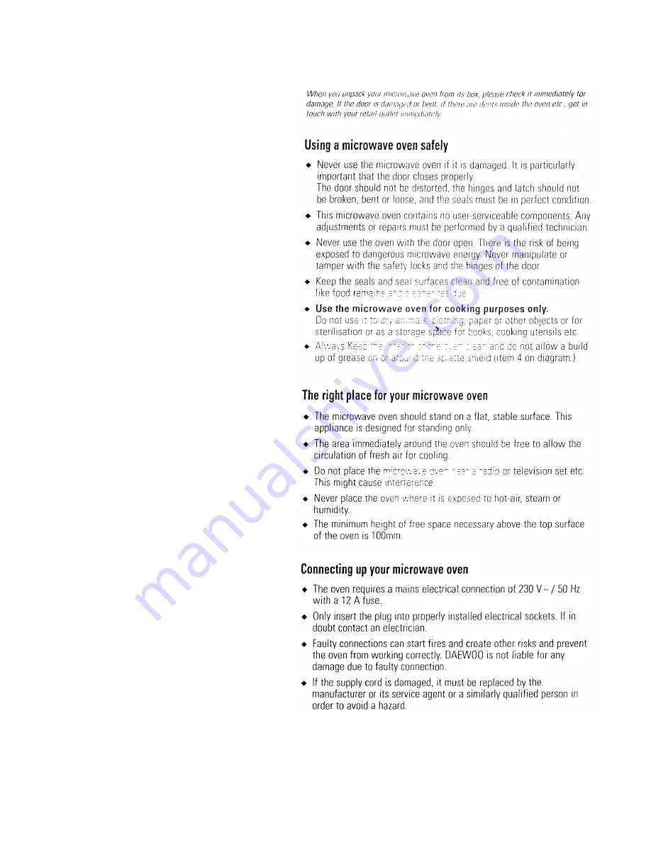 Daewoo KOR-6347 Instruction Manual Download Page 2