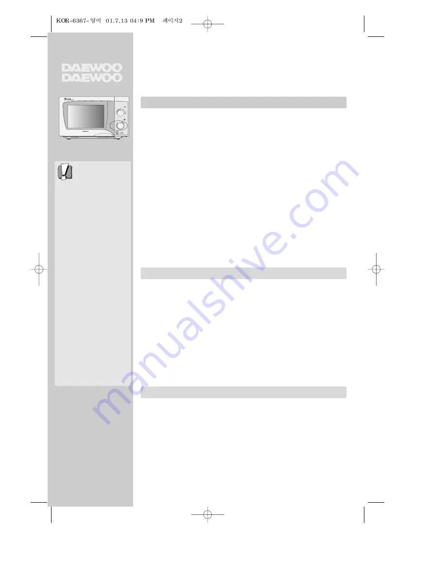 Daewoo KOR-6367 Instruction Manual Download Page 2