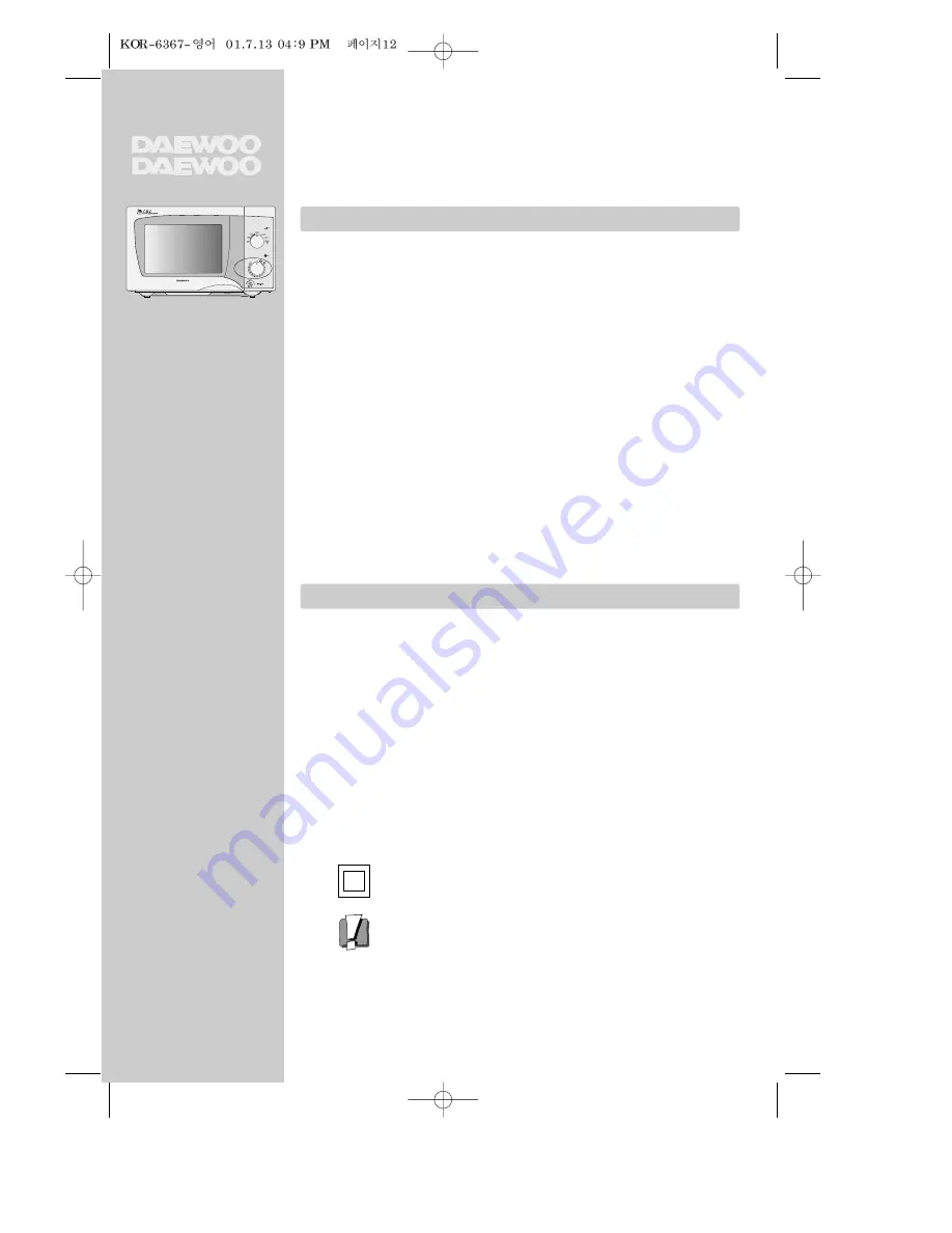 Daewoo KOR-6367 Instruction Manual Download Page 12