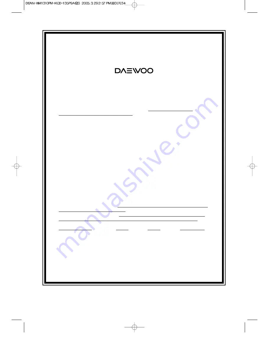 Daewoo WM1310PM Operating Instructions Manual Download Page 35