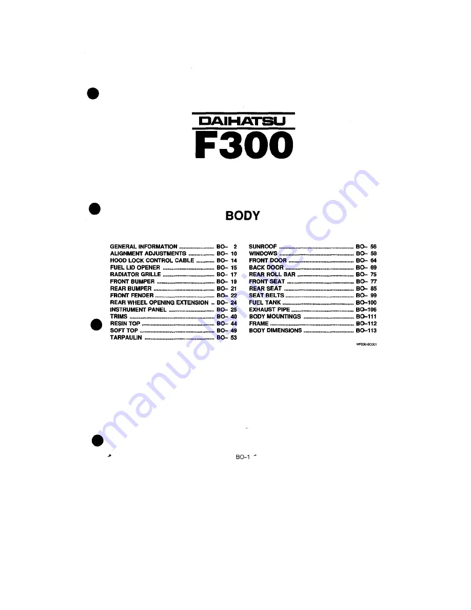 Daihatsu F300 Service Manual Download Page 781