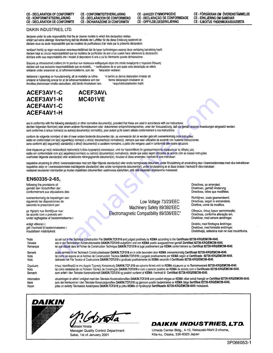 Daikin ACEF3AV1-C Скачать руководство пользователя страница 2