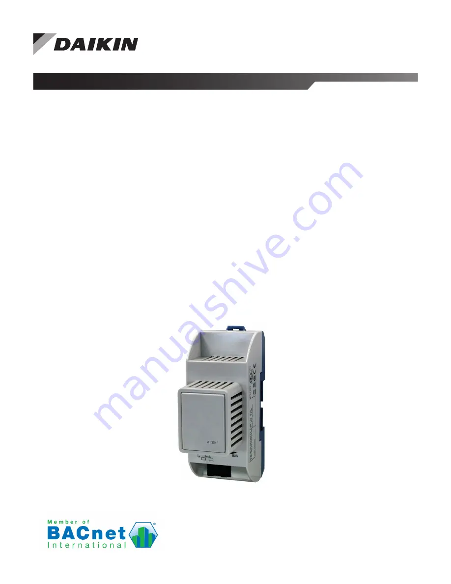 Daikin BACnet MT3041 Installation And Maintenance Manual Download Page 1