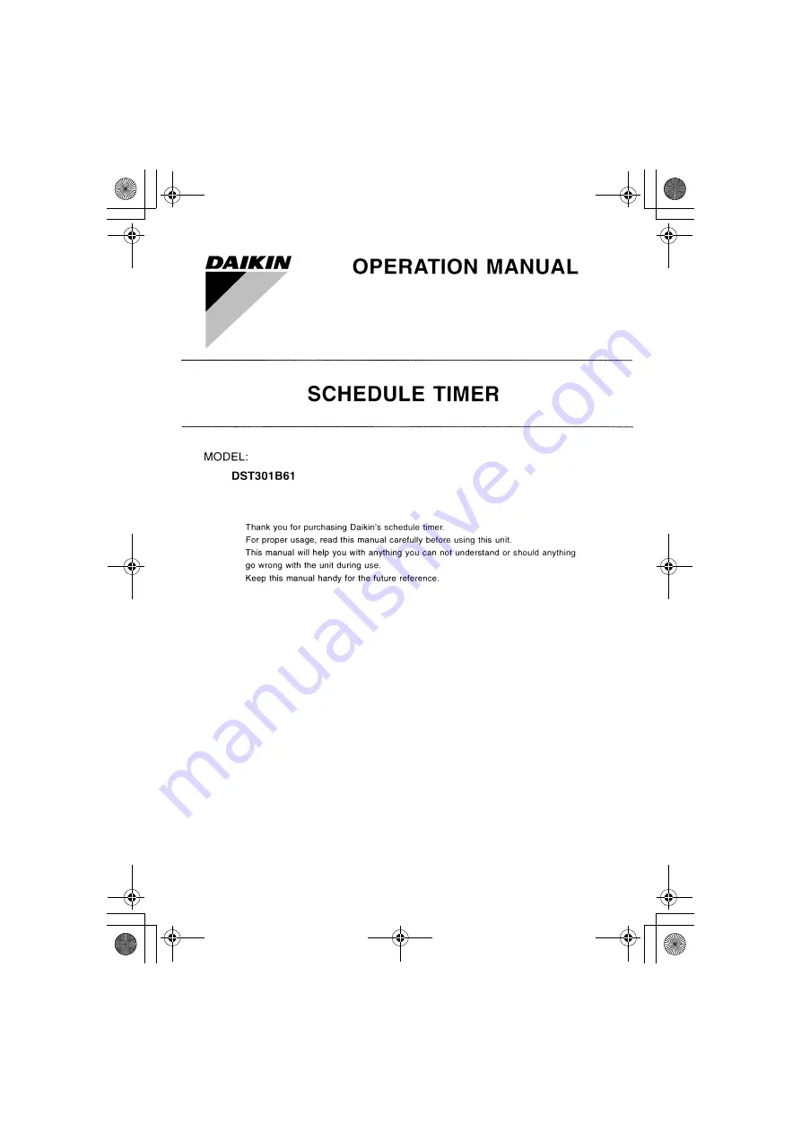 Daikin DST301B61 Operation Manual Download Page 1