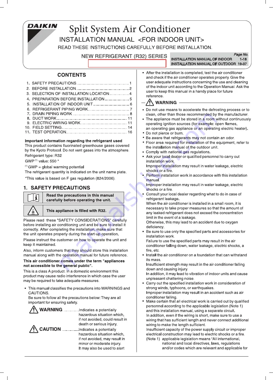 Daikin RZF48AYMK Installation Manual Download Page 2