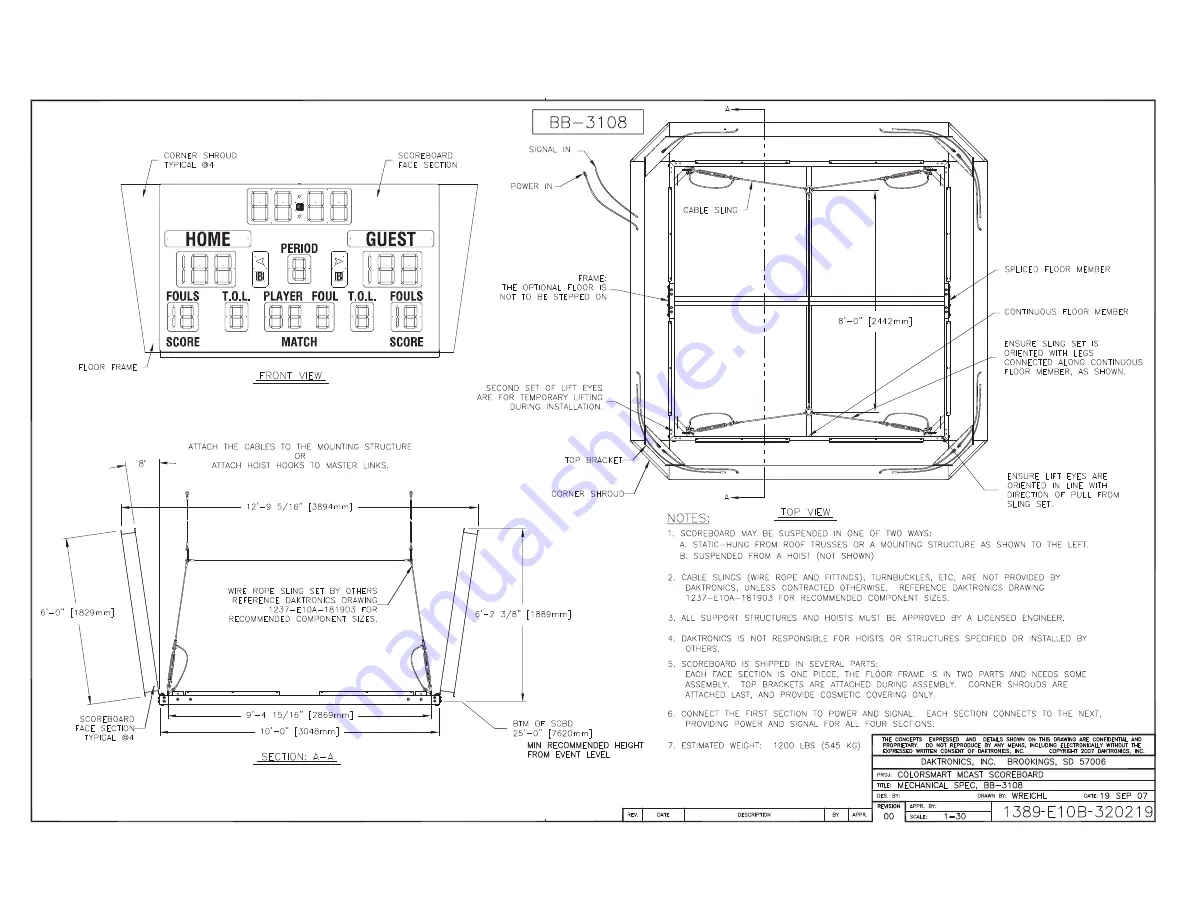 Daktronics COLORSMART BB-3102 Display Manual Download Page 54