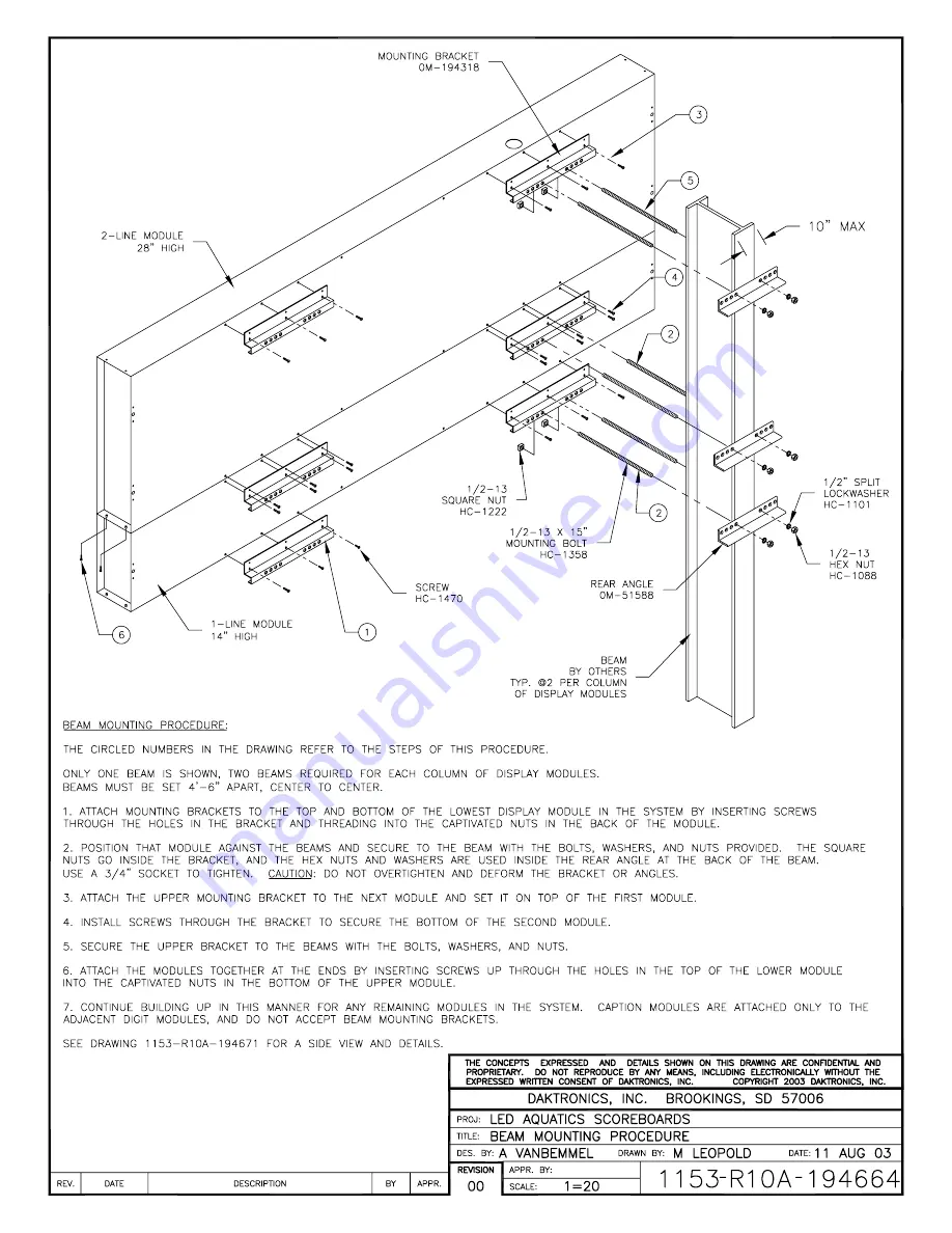 Daktronics SW-2101 Display Manual Download Page 45