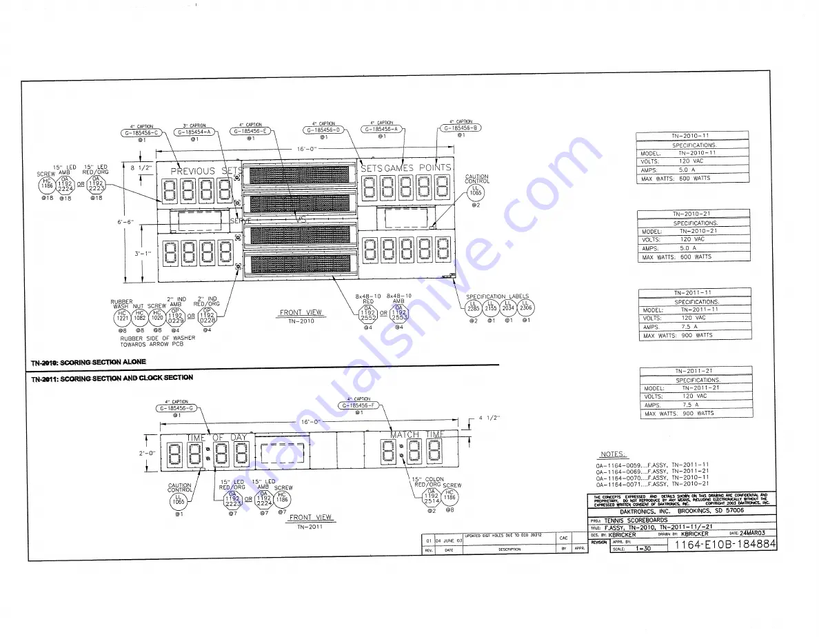 Daktronics TN-2011 Display Manual Download Page 78