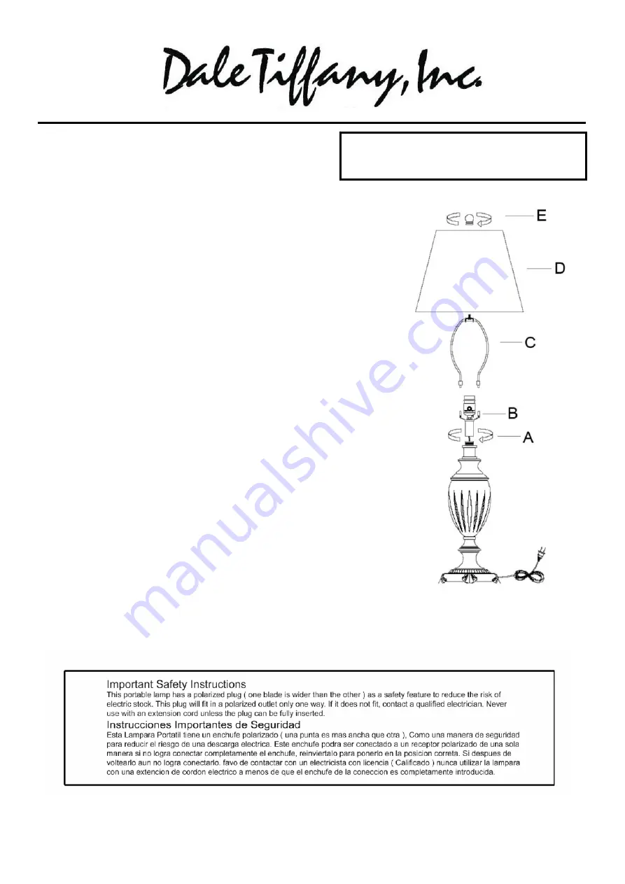 Dale Tiffany GT11223 Assembly Instructions Download Page 1