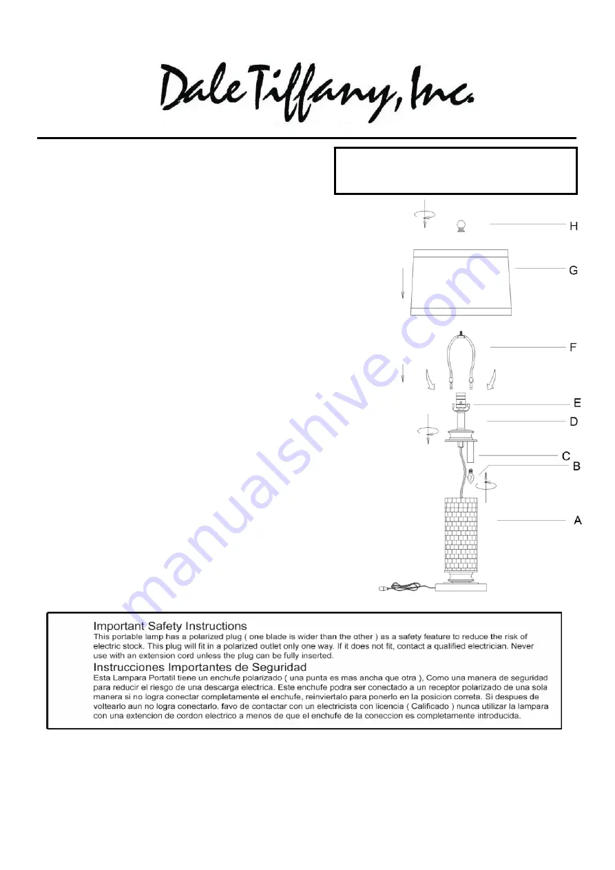 Dale Tiffany PT12298 Скачать руководство пользователя страница 1