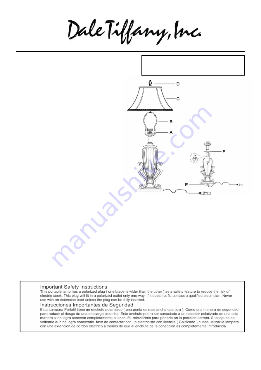 Dale Tiffany RT70328 Assembly Instructions Download Page 1