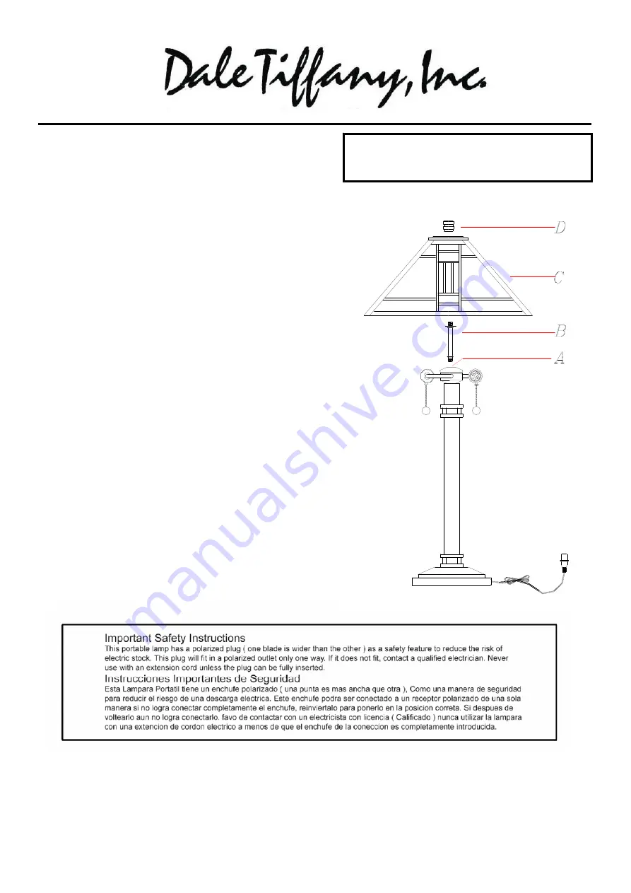 Dale Tiffany TT100015 Assembly Instructions Download Page 1