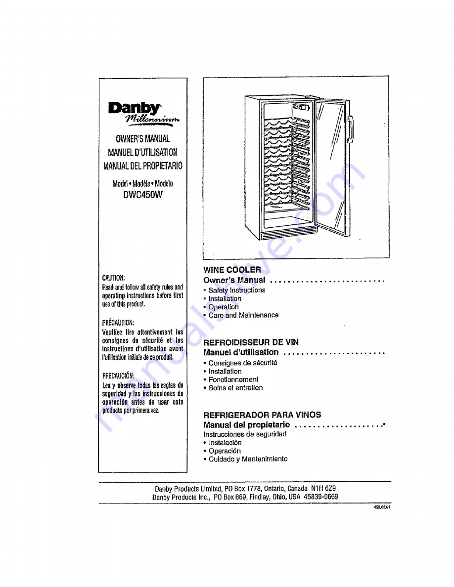 Danby Millenium DWC450W Owner'S Manual Download Page 1