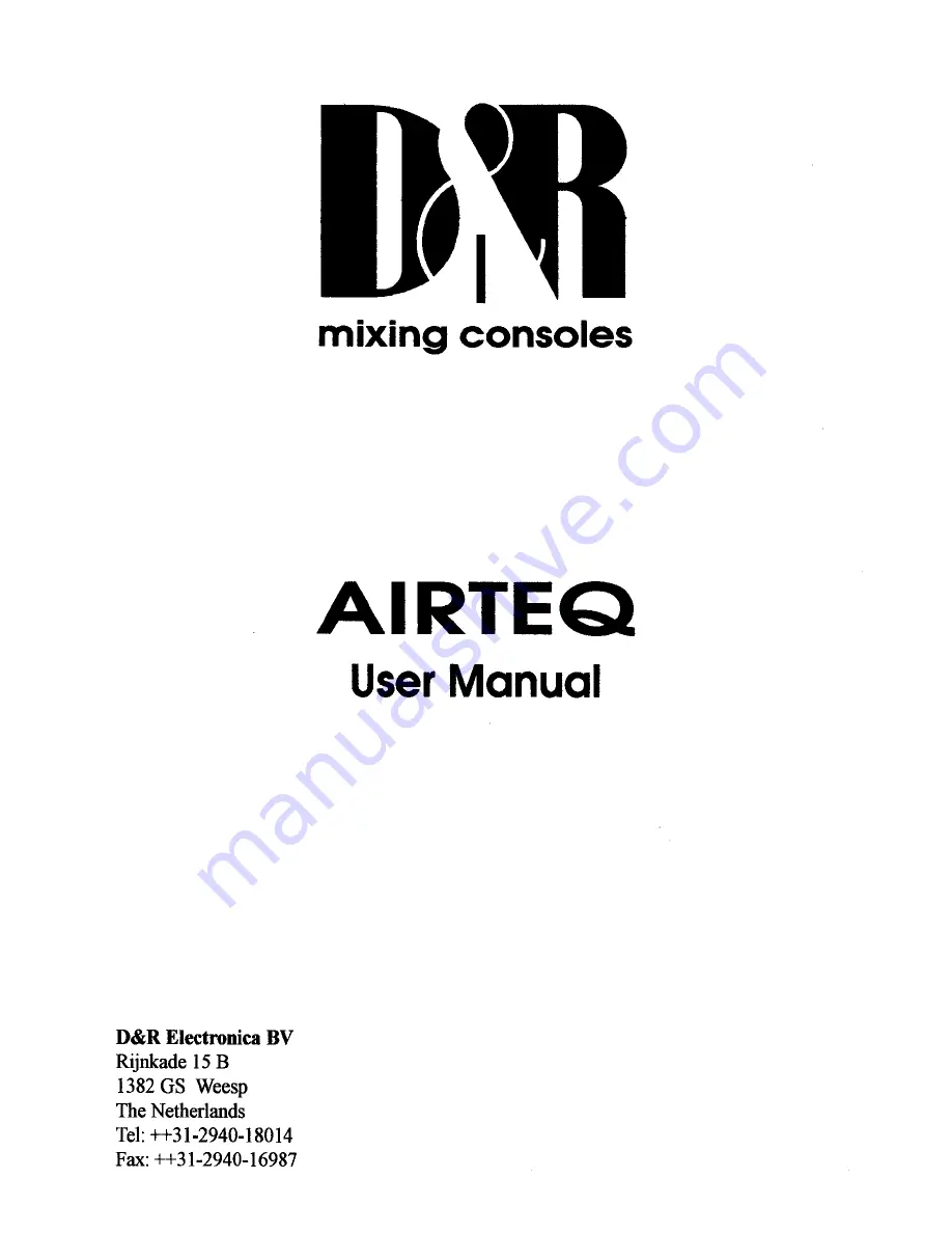 D&R Airteq User Manual Download Page 1