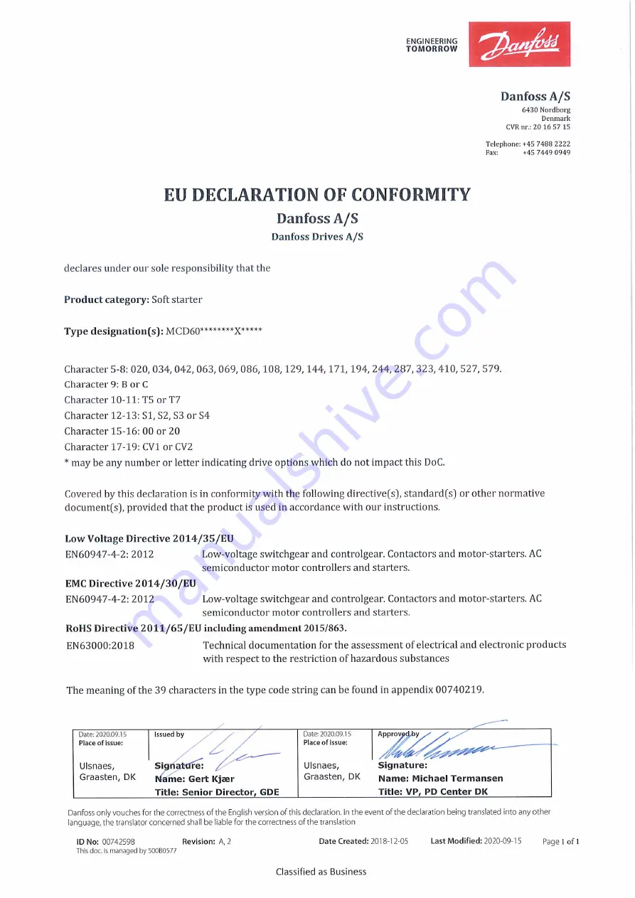 Danfoss VLT MCD 600 Скачать руководство пользователя страница 5