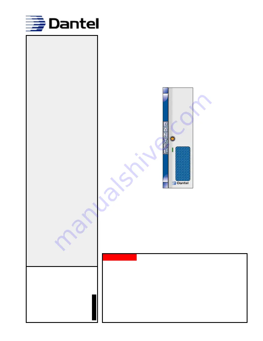 Dantel 46020 Installation & Operation Manual Download Page 1