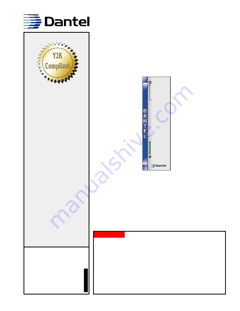 Dantel 46062-02 Installation & Operation Manual Download Page 1