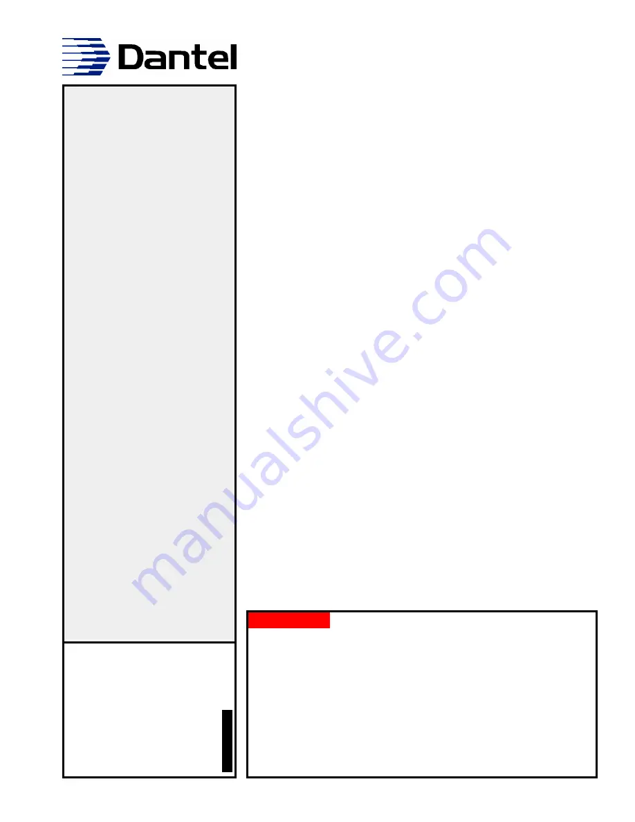 Dantel B23-41076 Installation & Operation Manual Download Page 1