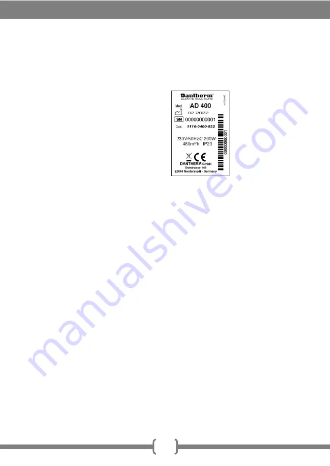 Dantherm AD 400 Series Operation Instructions Manual Download Page 127