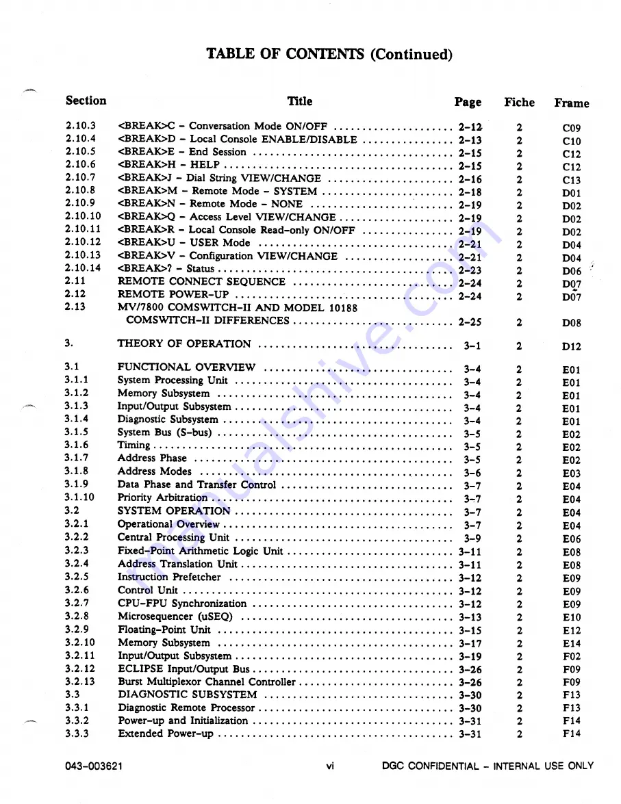 Data General Service ECLIPSE MV/7800 Product Information Package Download Page 3