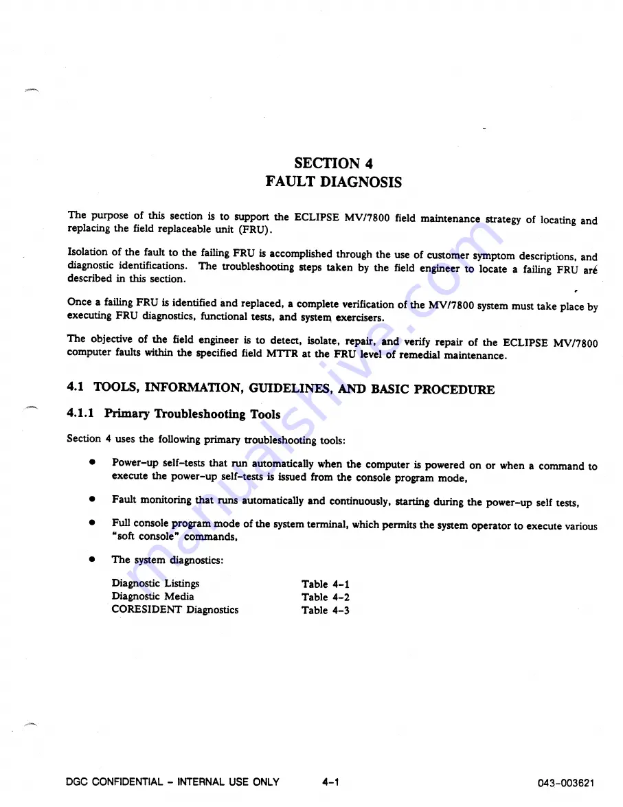 Data General Service ECLIPSE MV/7800 Product Information Package Download Page 87