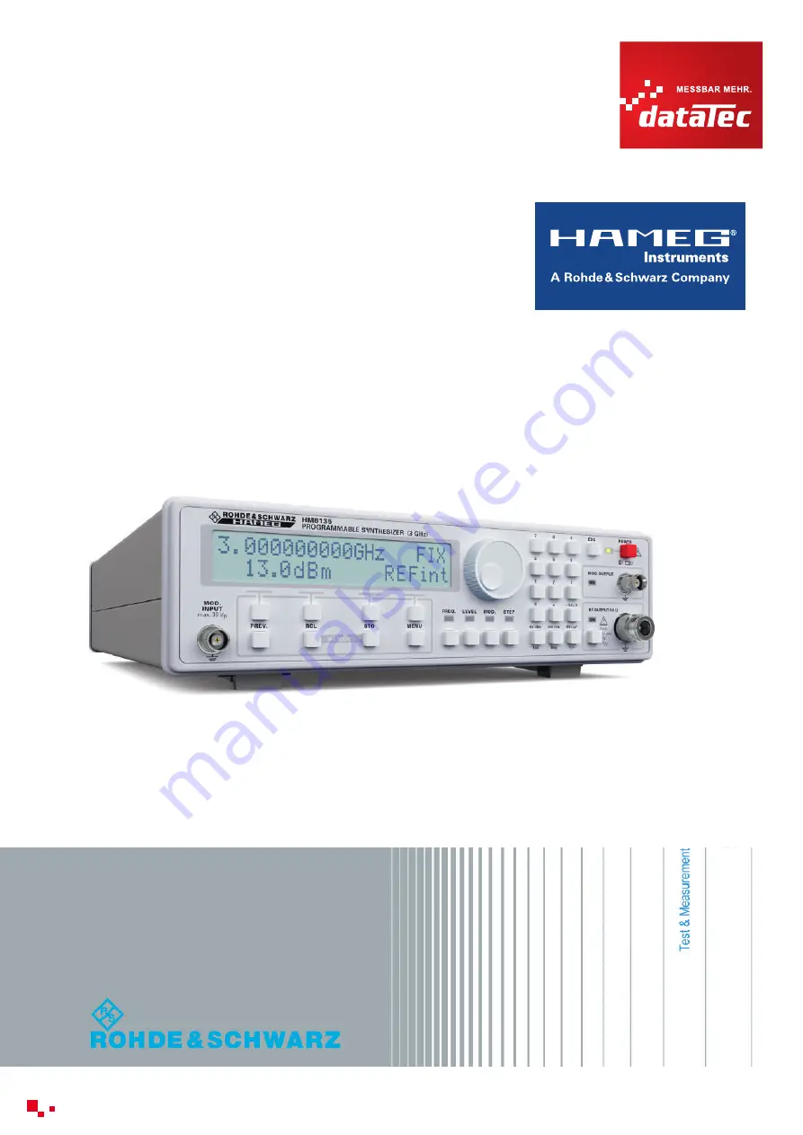 DATATEC HAMEG HM8135 Скачать руководство пользователя страница 1