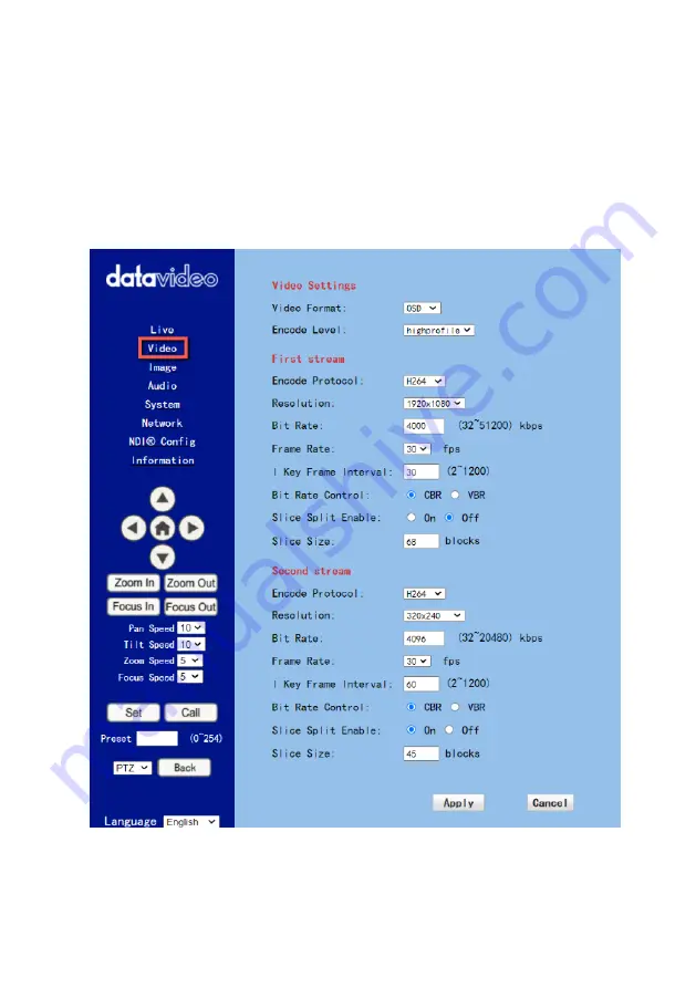 Datavideo PTC-280NDI Instruction Manual Download Page 54