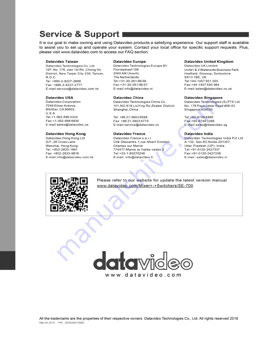 Datavideo SE-700 Quick Start Manual Download Page 32