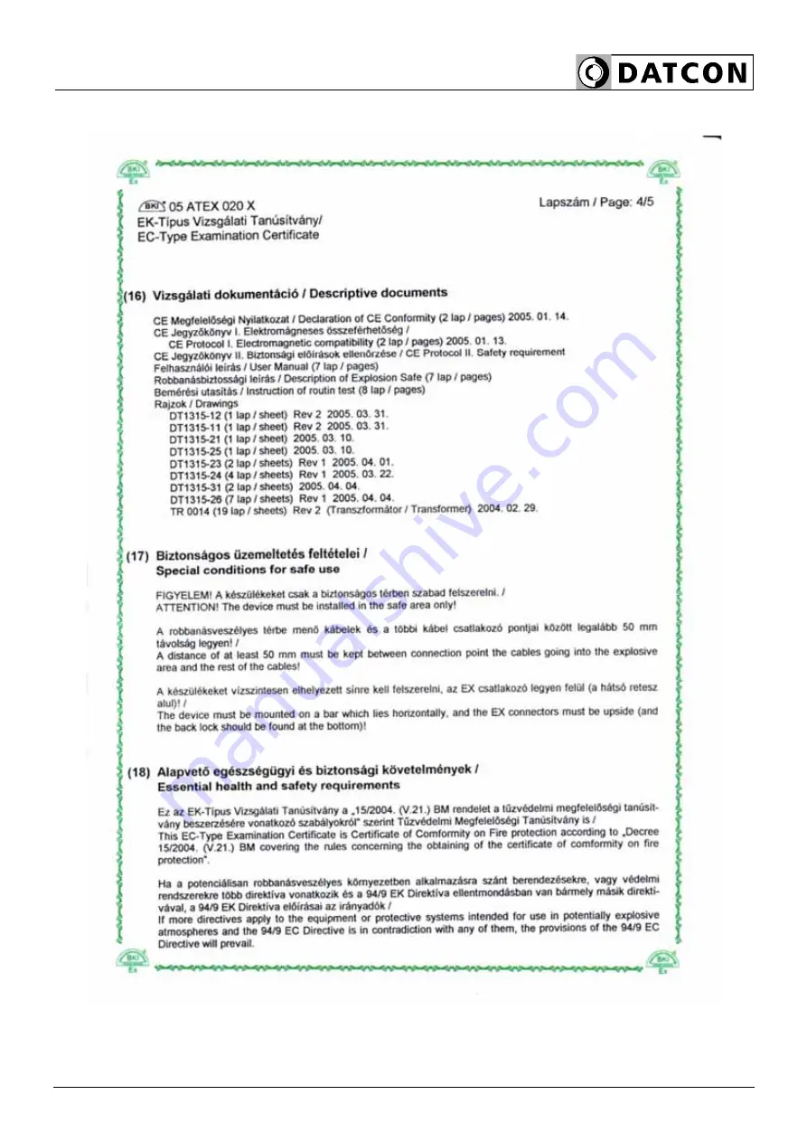 Datcon DT1315 Series Operating Instructions Manual Download Page 23