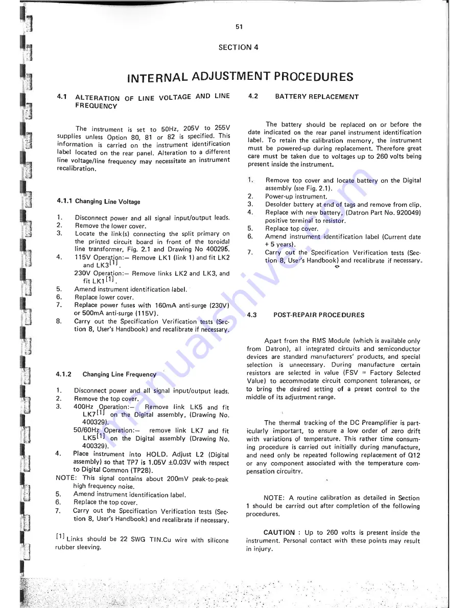 Datron 1061 Calibration And Servicing Handbook Download Page 62