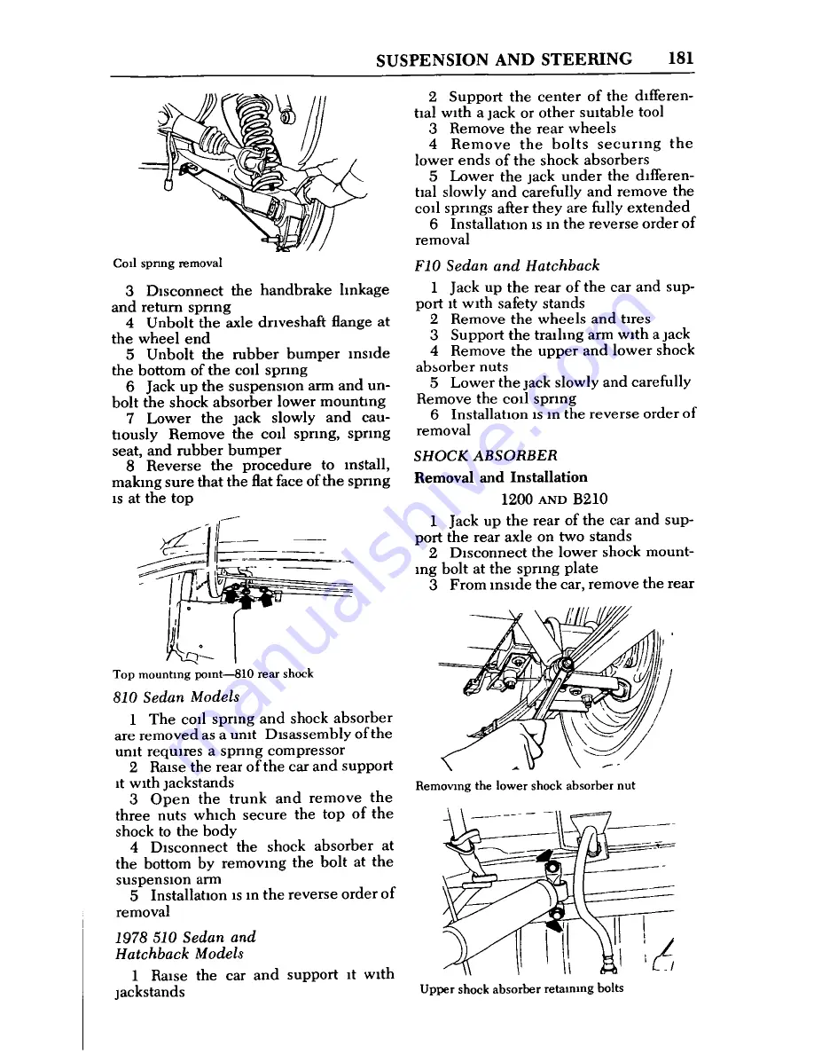 Datsun 1973 510 Repair Manual Download Page 187