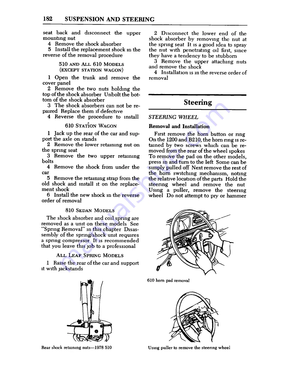 Datsun 1973 510 Repair Manual Download Page 188