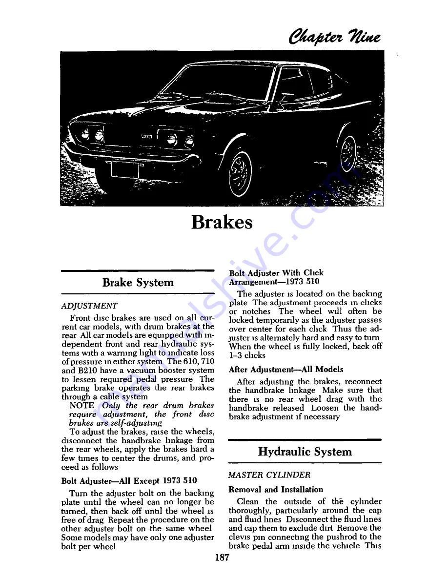 Datsun 1973 510 Repair Manual Download Page 193