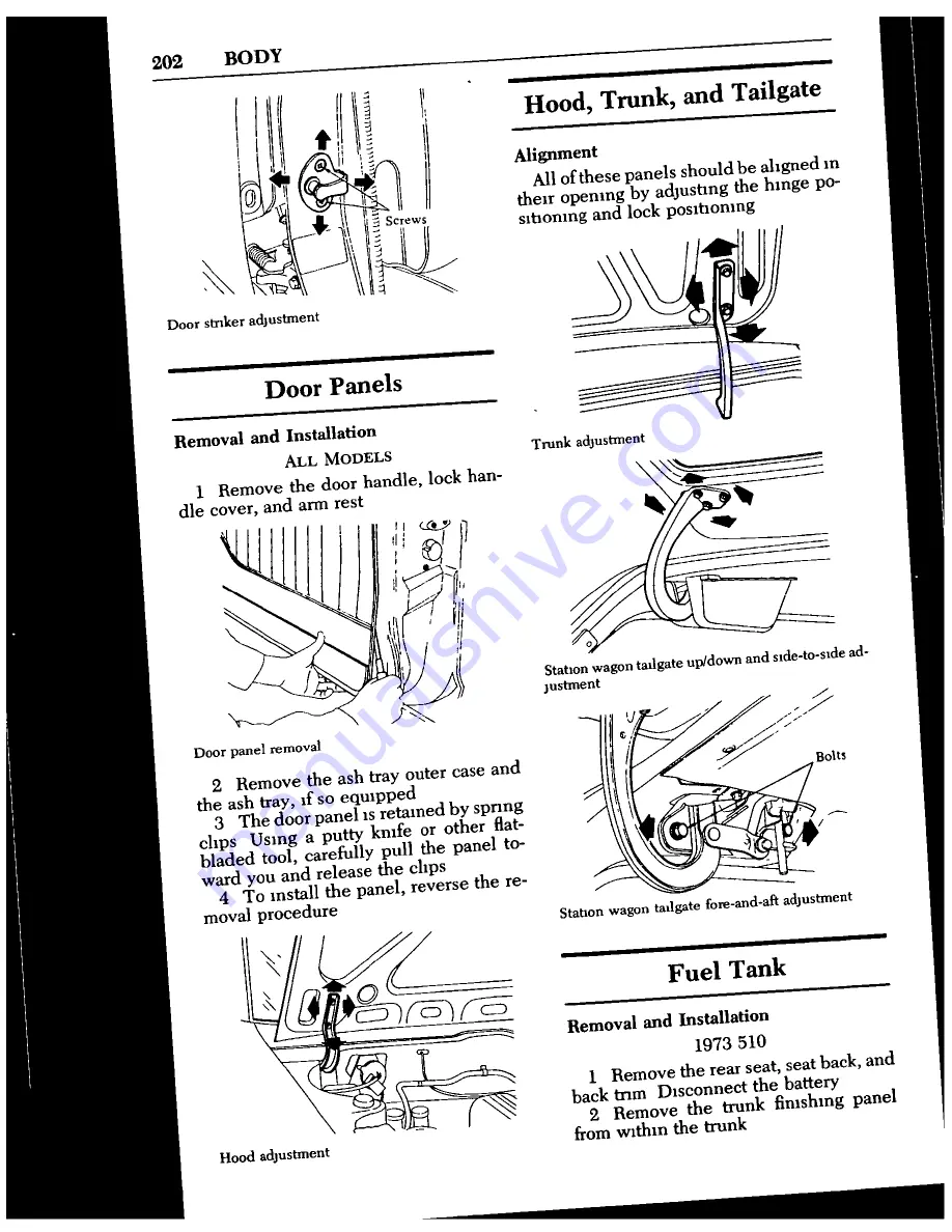 Datsun 1973 510 Repair Manual Download Page 208