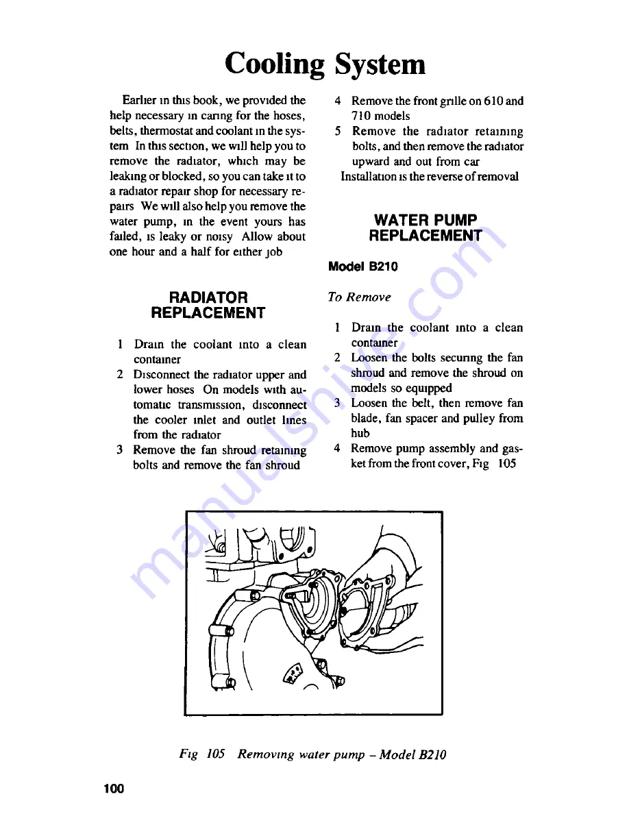 Datsun B210 Car Care Manual Download Page 103