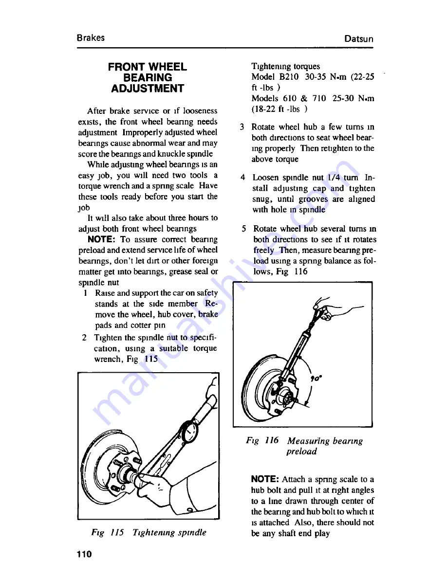 Datsun B210 Car Care Manual Download Page 113