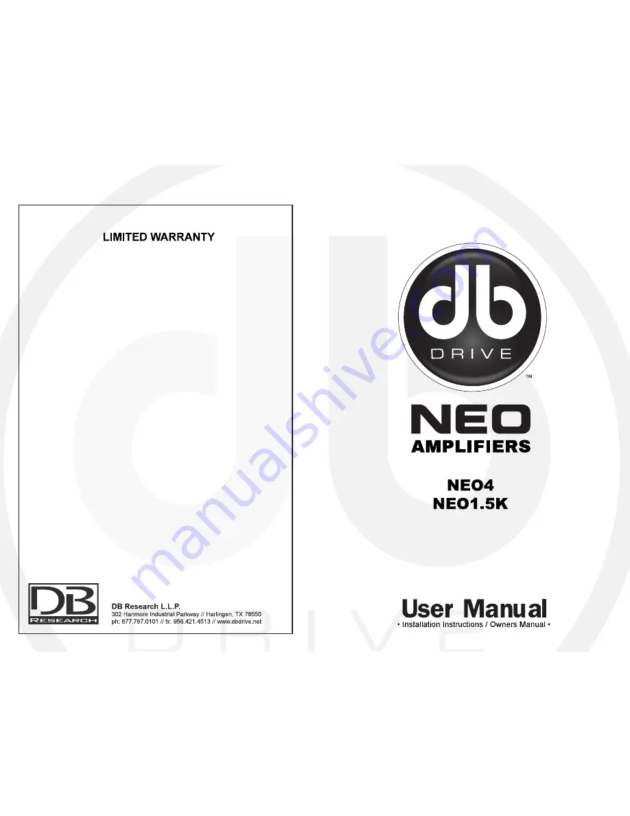 DB Drive NEO1.5K Скачать руководство пользователя страница 1