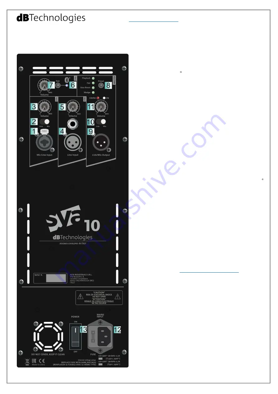 dB Technologies SYA 10 Quick Start User Manual Download Page 3