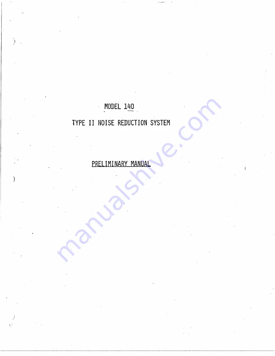 dbx 140 Preliminary Manual Download Page 1