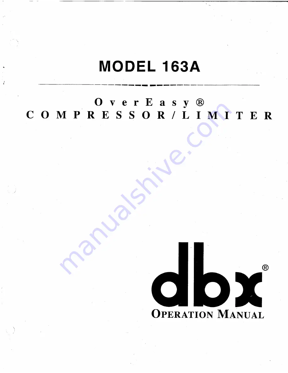 dbx 163A Operation Manual Download Page 1