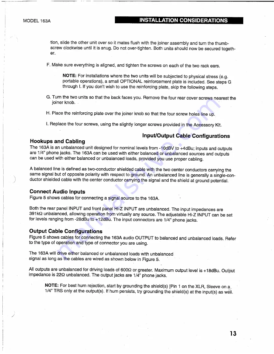 dbx 163A Operation Manual Download Page 15