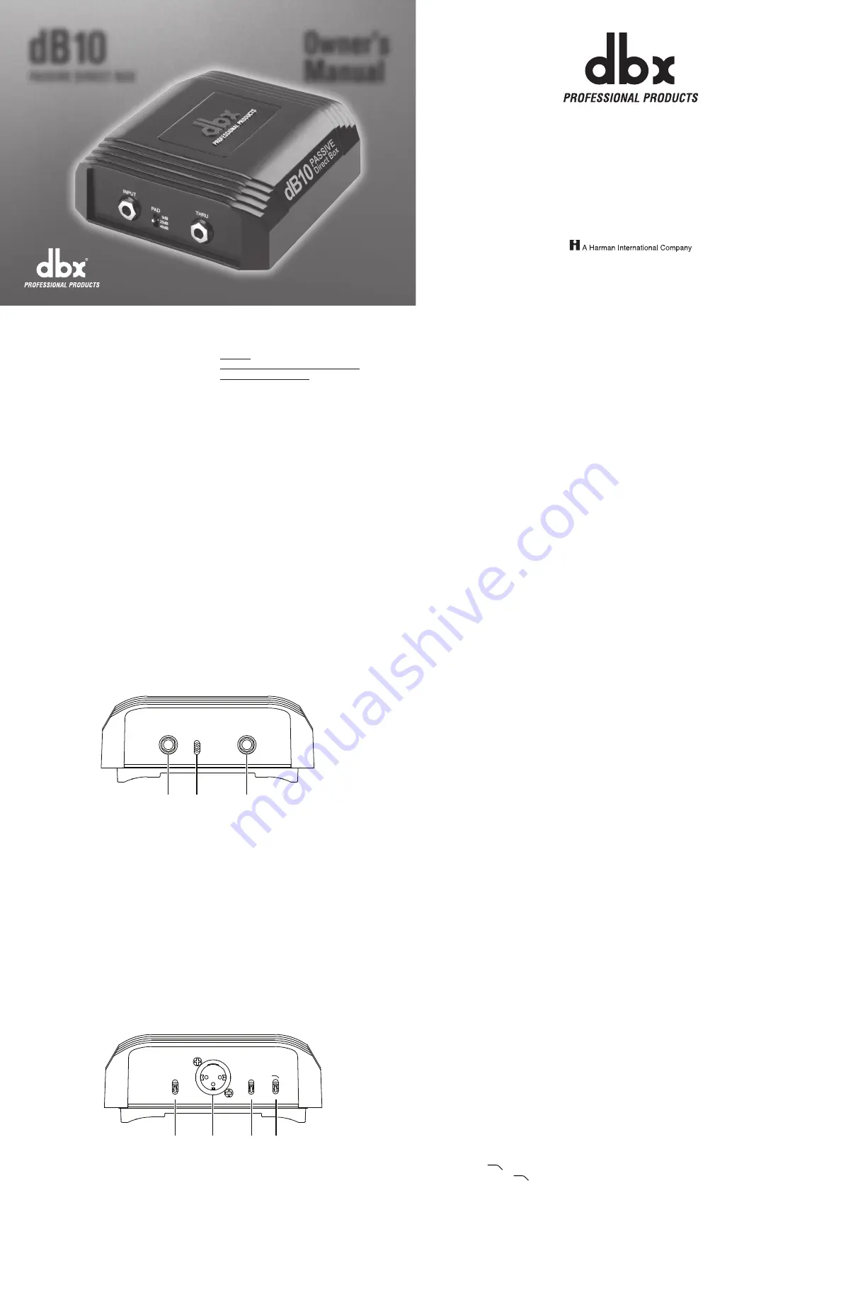 dbx dB10 Owner'S Manual Download Page 1