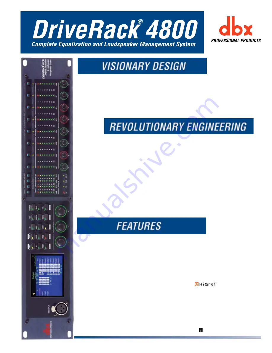 dbx DriveRack 4800 Скачать руководство пользователя страница 1