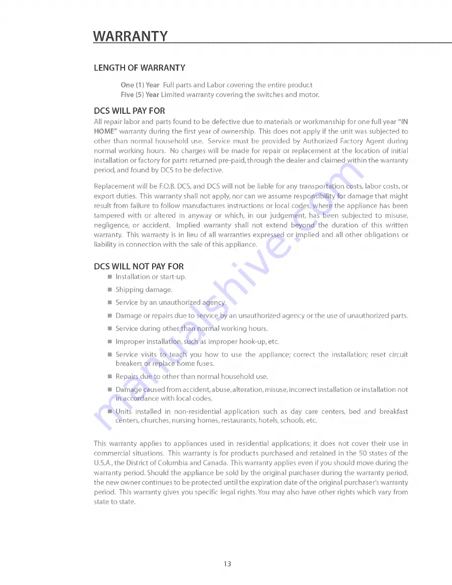 DCS EH-30SS Installation Manual Download Page 14