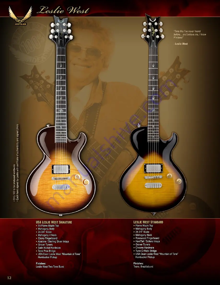 Dean Avalanche 09H Lefty Brochure Download Page 12